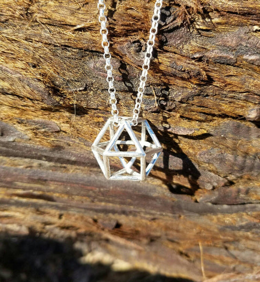 CubeOctahedron Vector Equilibrium Pendant in Recycled Sterling Silver