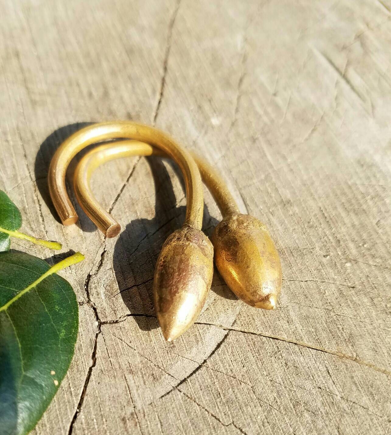 SALE - California Coast Live Oak Acorn Cast Bronze Ear Weights