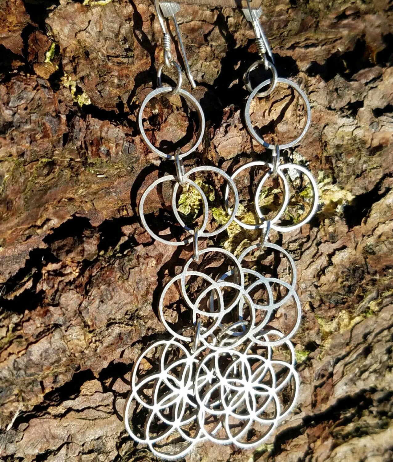 Ascension - Sterling Silver Sacred Geometry Statement Earrings - Seed of Life - Vesica Piscis - Tripod of Life
