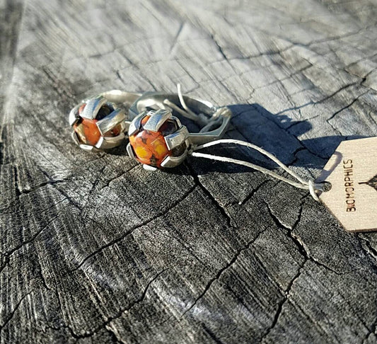 SALE - Sterling Silver Hexagon Morgan Hill Poppy Jasper Ring