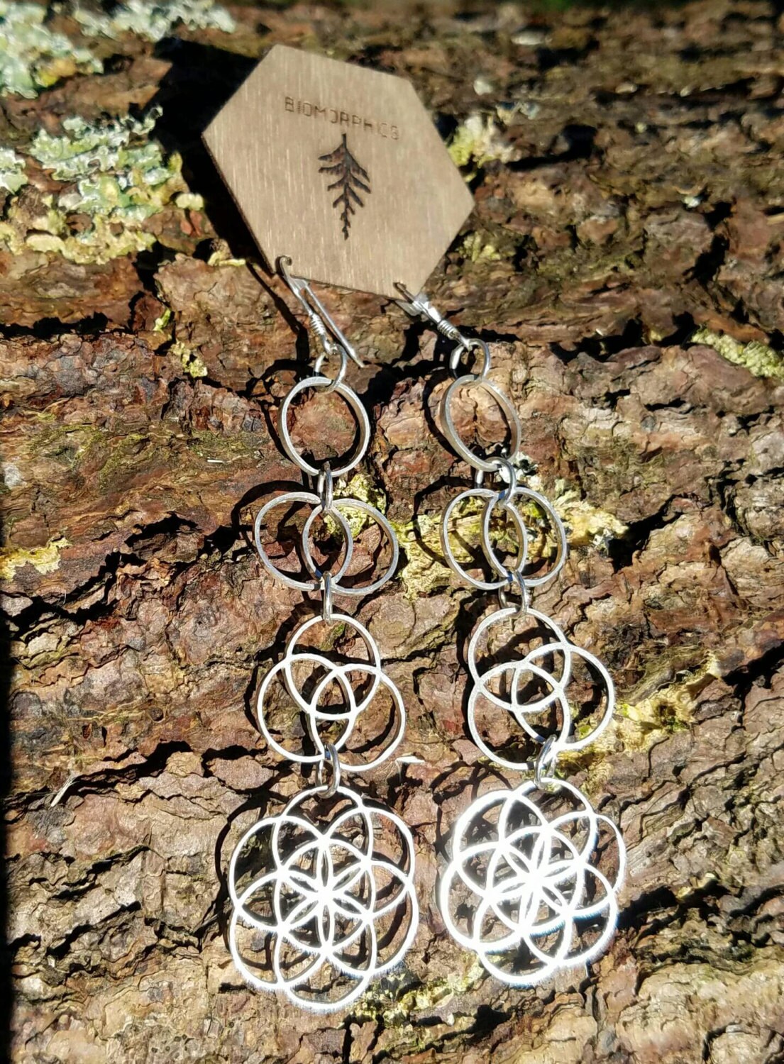 Ascension - Sterling Silver Sacred Geometry Statement Earrings - Seed of Life - Vesica Piscis - Tripod of Life