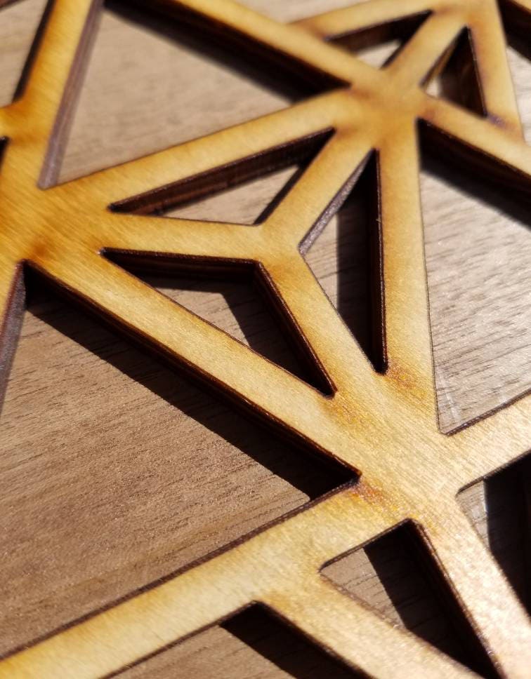 Mini Star Tetrahedron Sustainable Wood Lasercut Wall Art or Crystal Grid