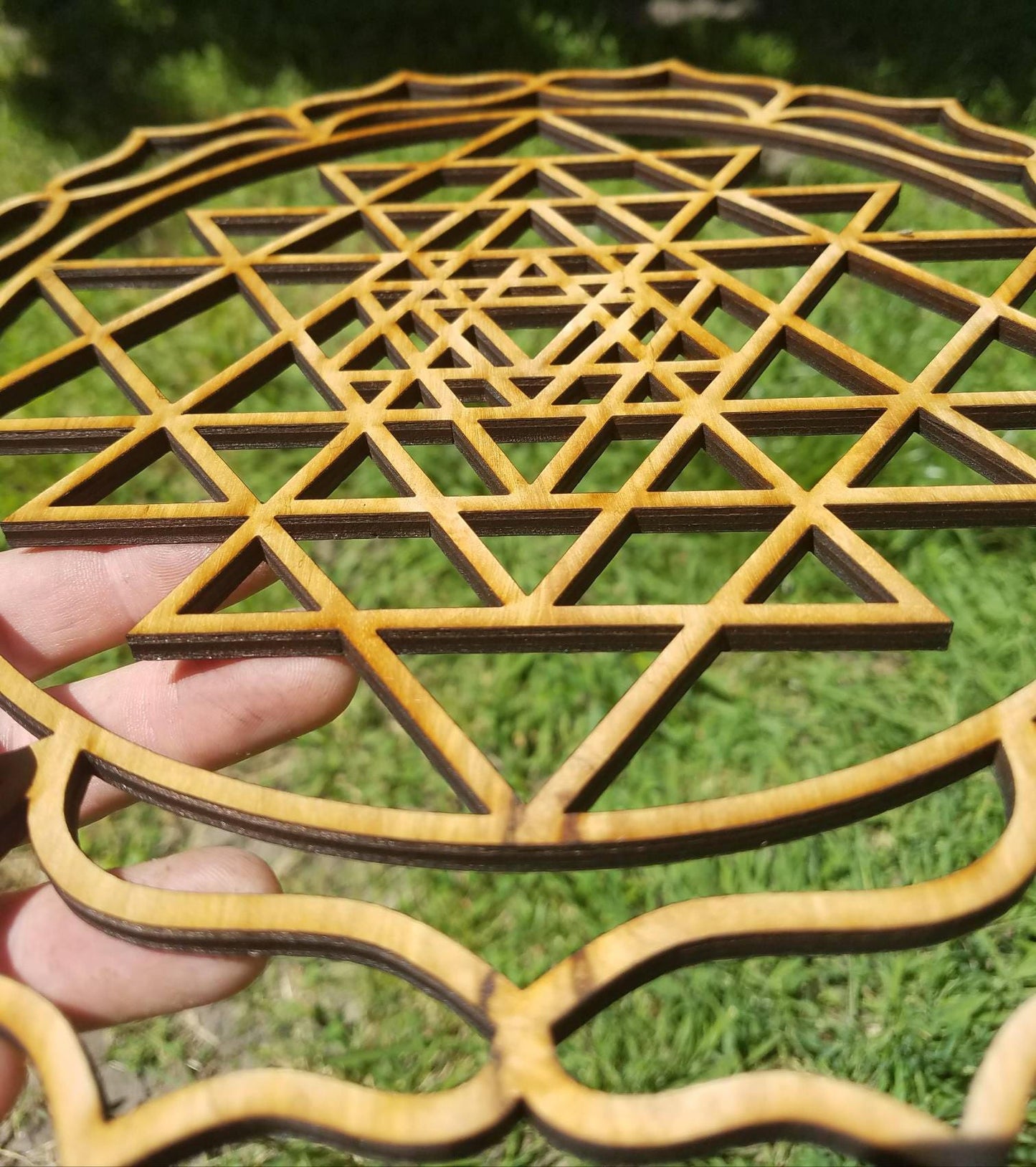 Sri Yantra Sustainable Wood Lasercut Wall Art or Crystal Grid