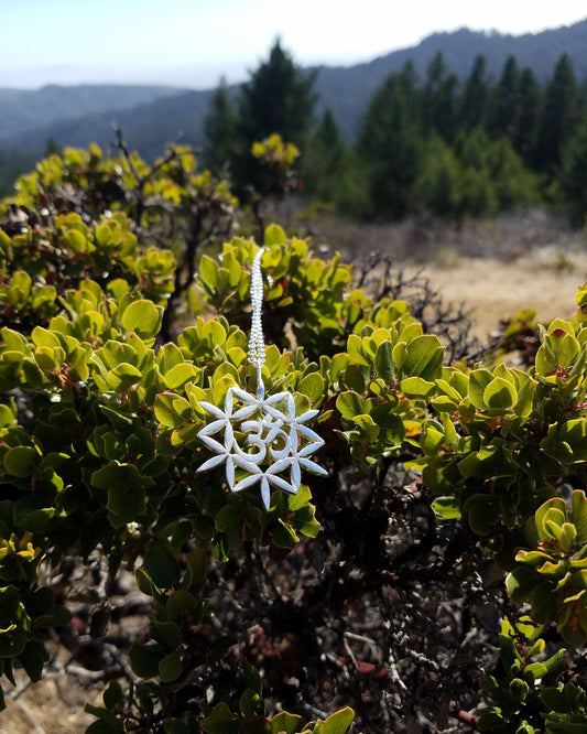 Om and Flower of Life Pendant in Recycled Sterling Silver - Sacred Geometry