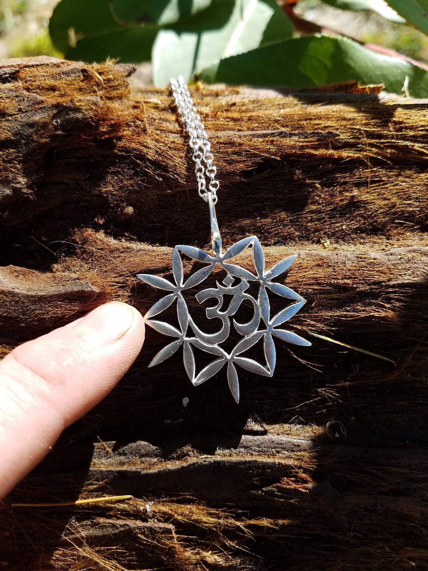 Om and Flower of Life Pendant in Recycled Sterling Silver - Sacred Geometry