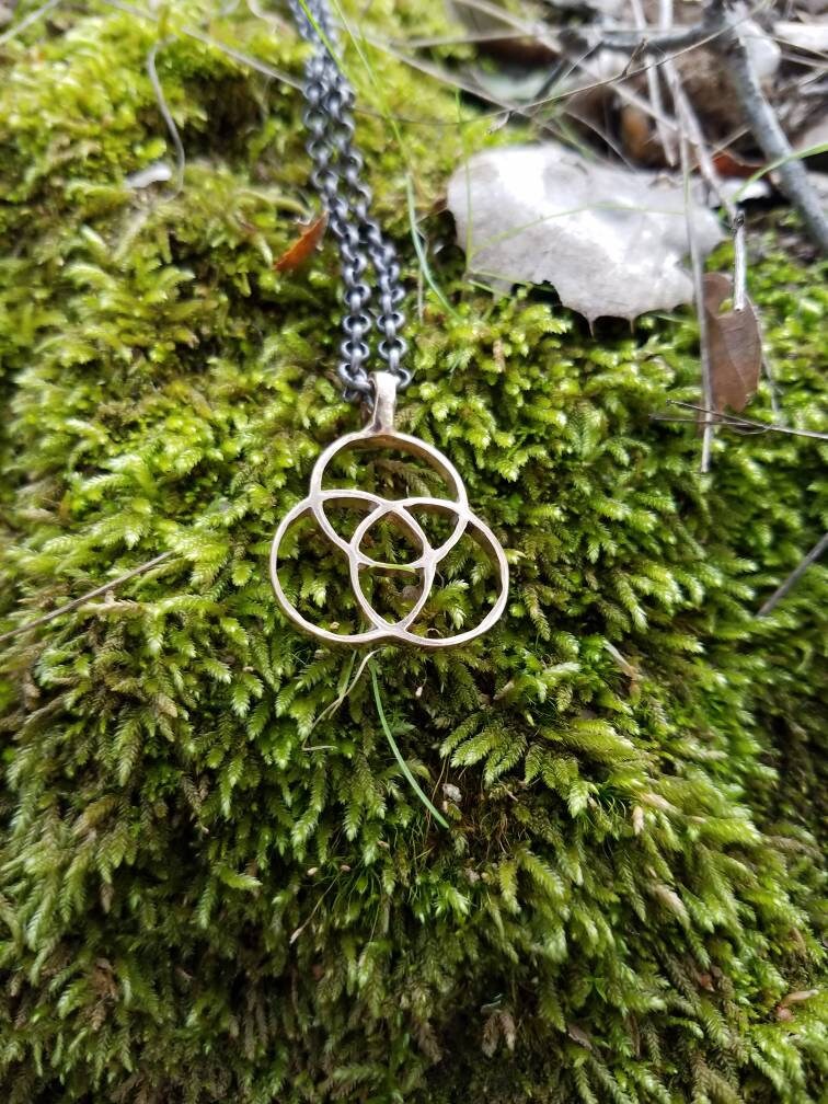 Tripod Of Life Cast Bronze Pendant - Sacred Geometry - Healing