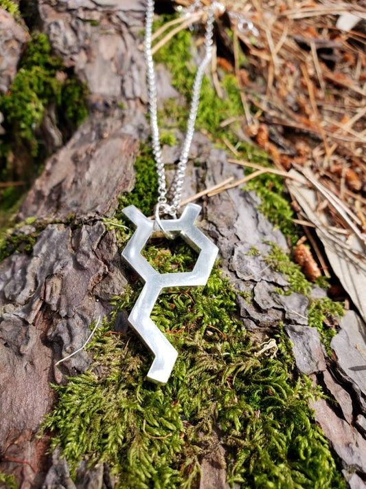Dopamine Molecule Cast Recycled Sterling Silver Science Jewelry with Chain
