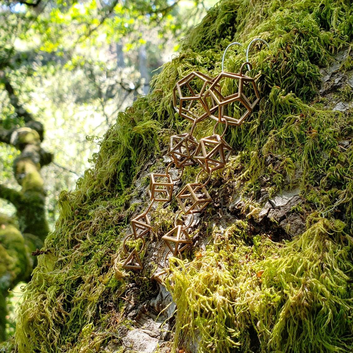 Platonic Solids 3D Sacred Geometry Statement Earrings in Recycled Ancient Bronze