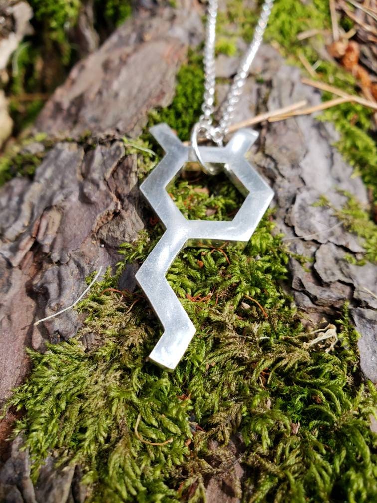 Dopamine Molecule Cast Recycled Sterling Silver Science Jewelry with Chain