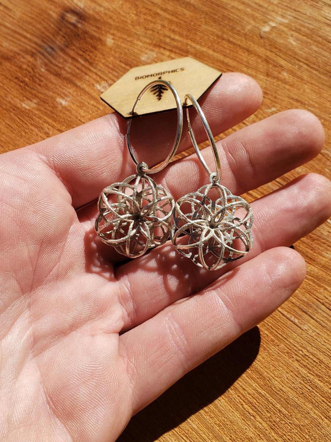 3D Seed Of Life Sacred Geometry Earrings in Recycled Sterling Silver - 3D Printed/Lost Wax Cast Jewelry