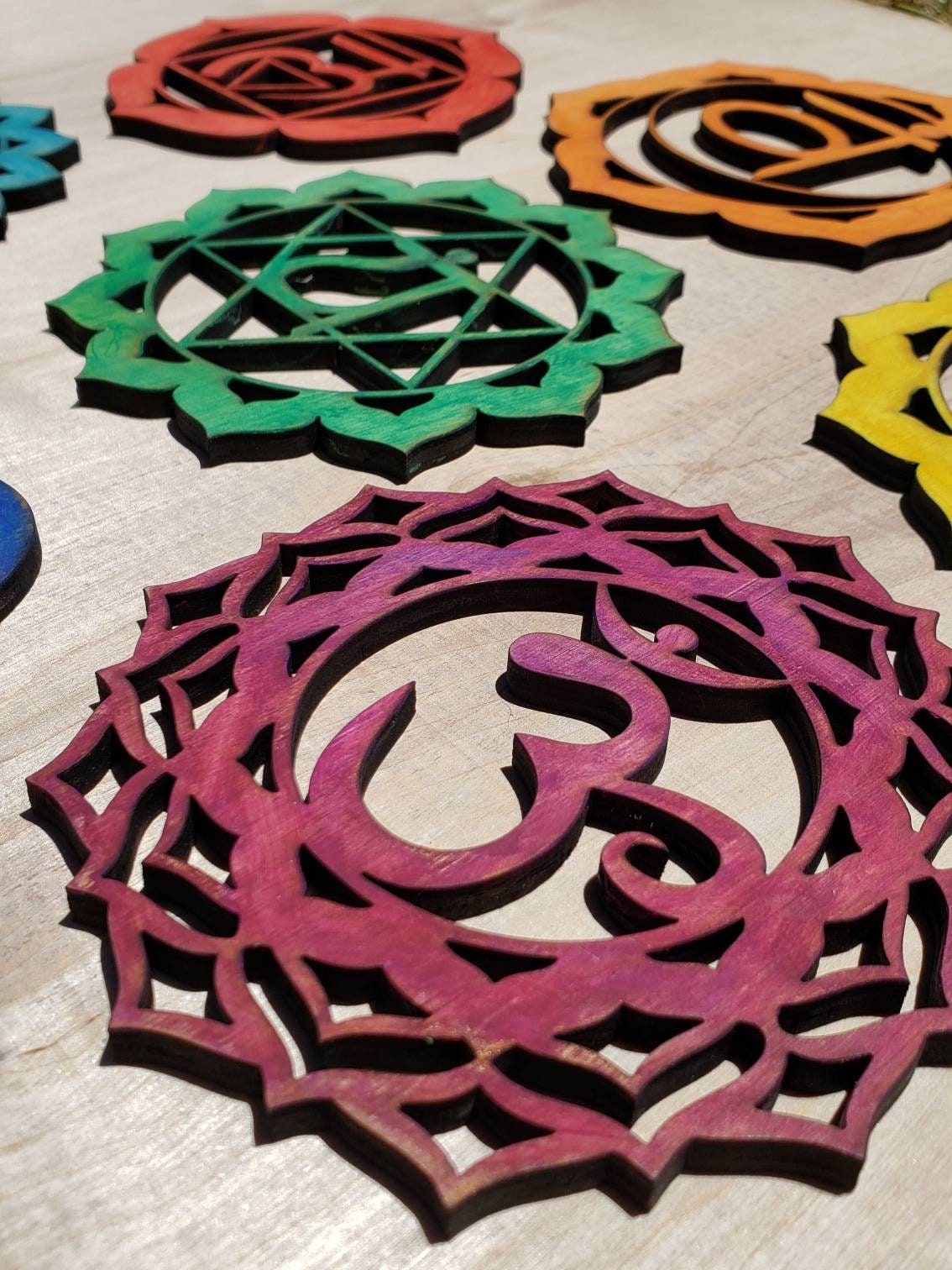 Rainbow Chakra Sustainably Grown Wood Art Set