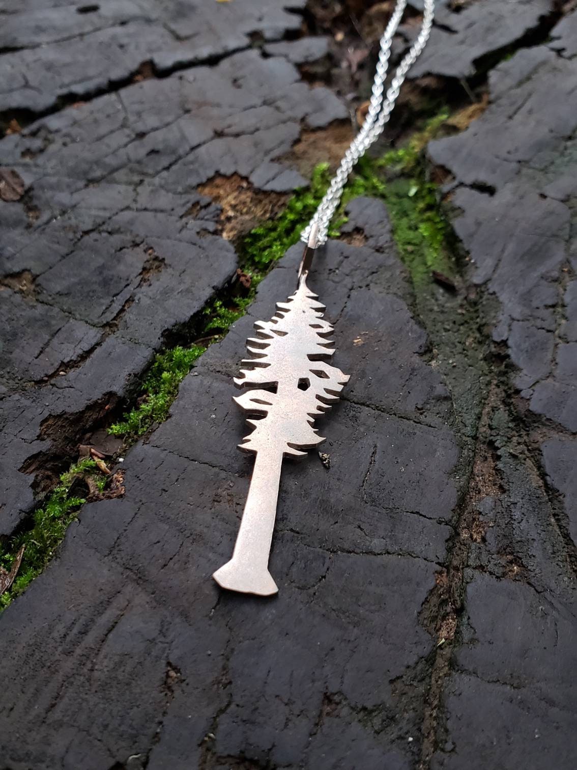 SALE - Redwood Tree Hexagon Mixed Metal Pendant with Chain