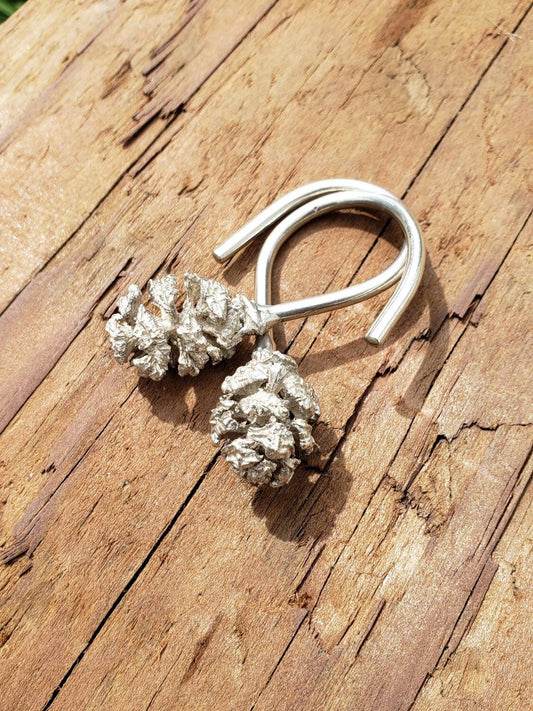 Redwood Cone Cast Sterling Silver Ear Weights - NorCal Forest Jewelry - PNW West Coast Fashion