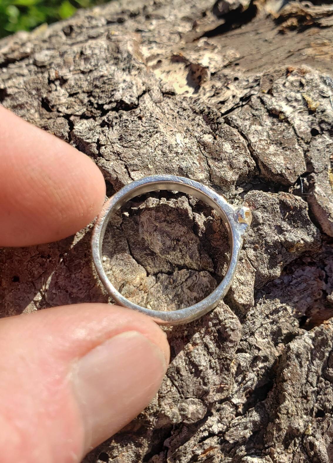 SALE - Igneous Ring with Raw Yellow Montana Sapphire - Cast In Place Stone with Deoxidizing 925 Silver - Customizable Size Option Stacking Ring