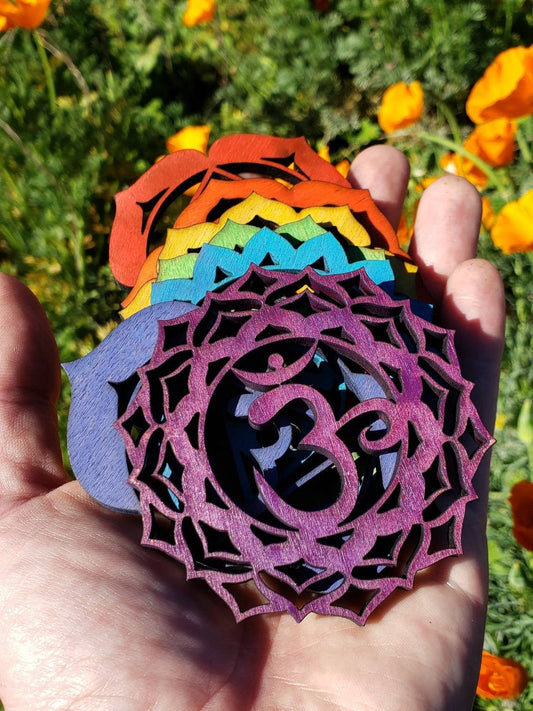 Mini Rainbow Chakra Sustainably Grown Wood Art Set