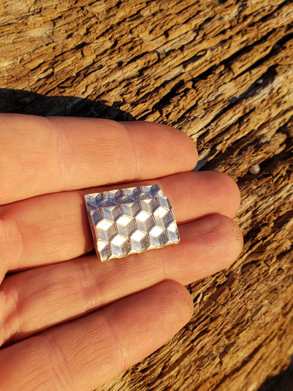 SALE - Honeycomb Bill Clip in Recycled 925 Silver - Sacred Geometry - Hexagons