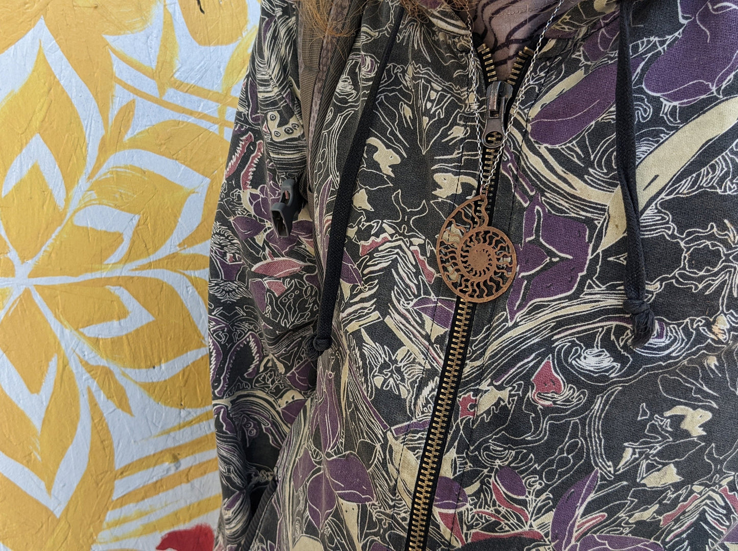 SALE - Ammonite Pendant in Bronze with Silver Chain - Nautilus Fossil Seashell Necklace Hand Hammered Jewelry