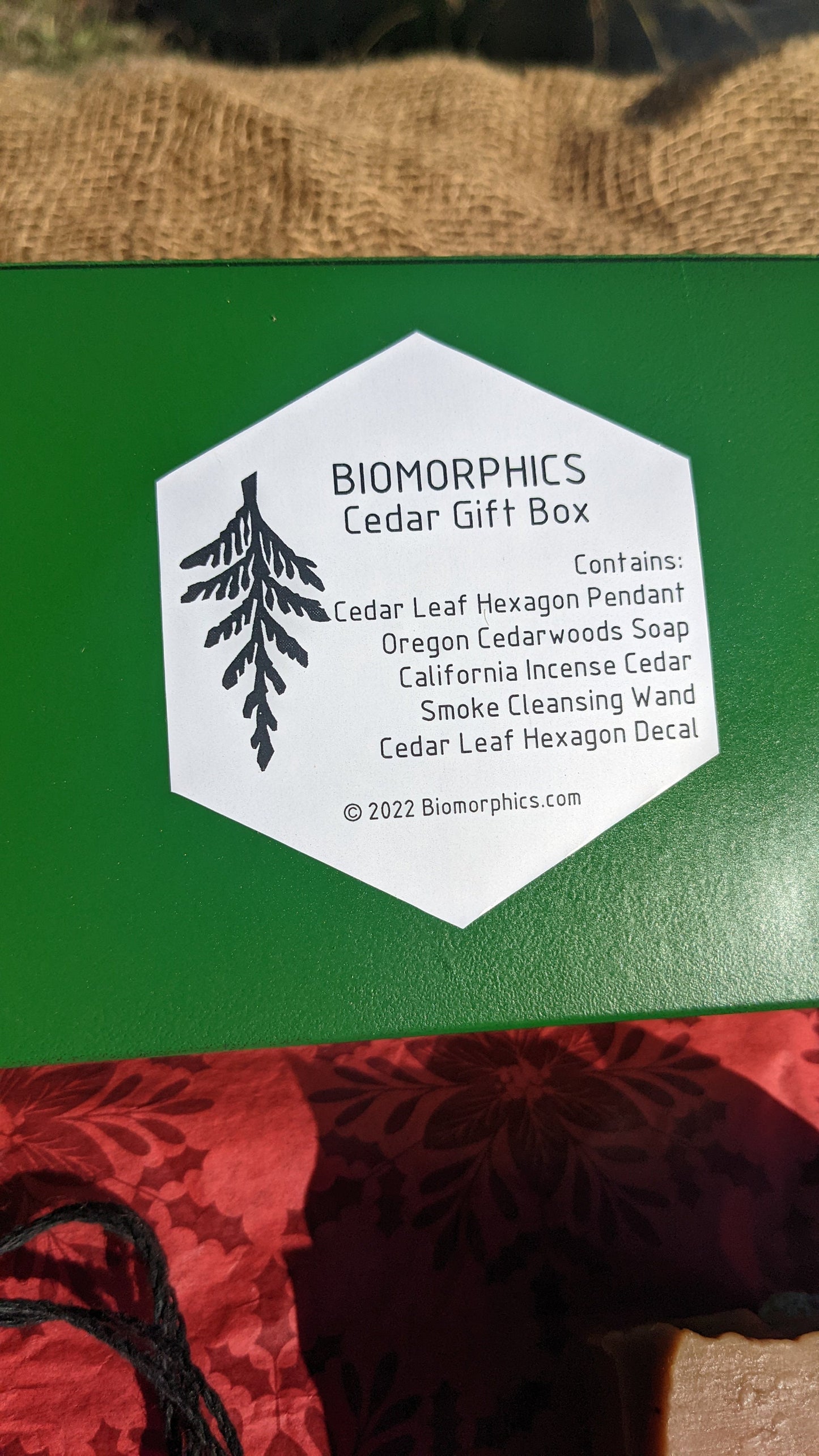 Cedar Gift Box - Includes Cast Cedar Leaf Pendant, Oregon Cedarwoods Soap, Cedar Smoke Cleansing Wand, and Cedar Leaf Hexagon Decal