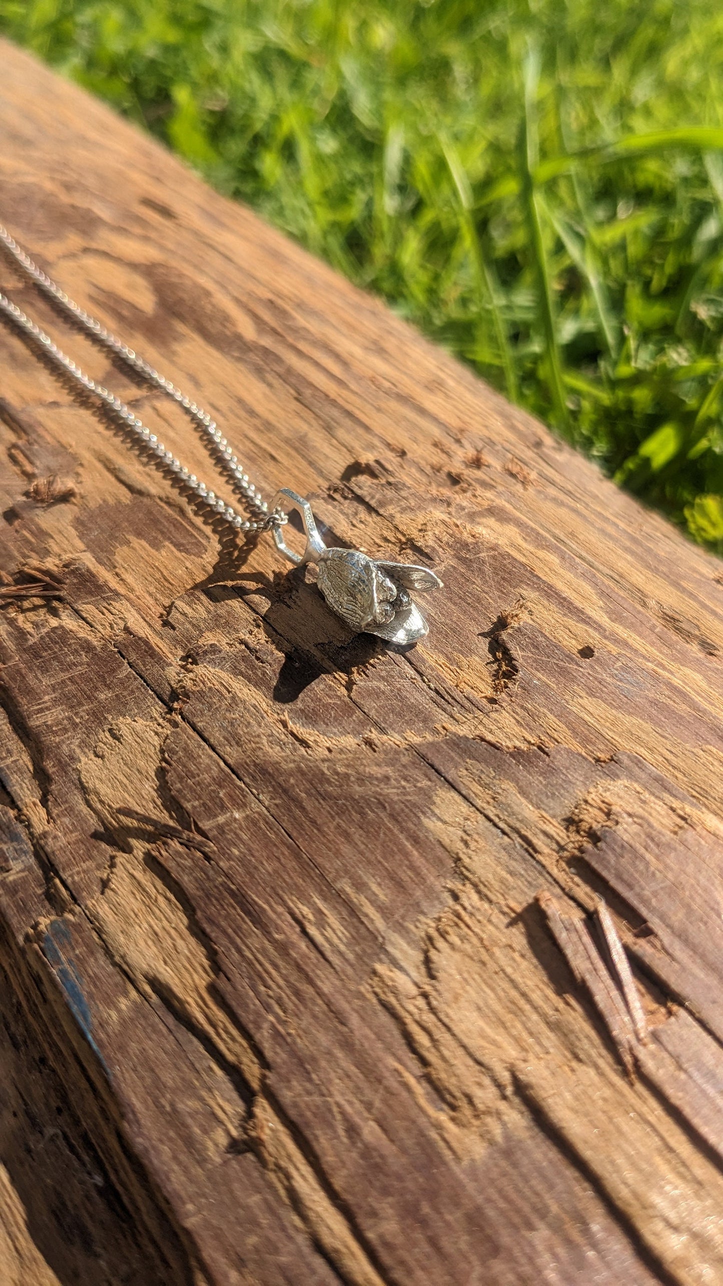 SALE - Cardamom Pod Hexagon Charm Pendant - Spice Jewelry in Recycled 925 Silver with Chain