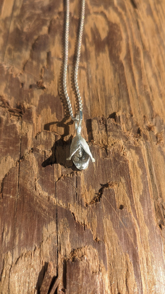 Cardamom Pod Hexagon Charm Pendant - Spice Jewelry in Recycled 925 Silver with Chain