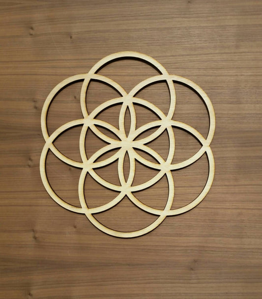 Seed of Life Sustainable Wood Lasercut Wall Art or Crystal Grid