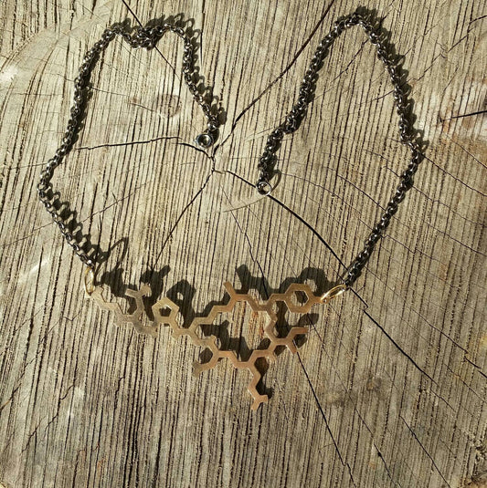 Oxytocin Molecule Structure Necklace in Bronze - Contemporary Love Pendant