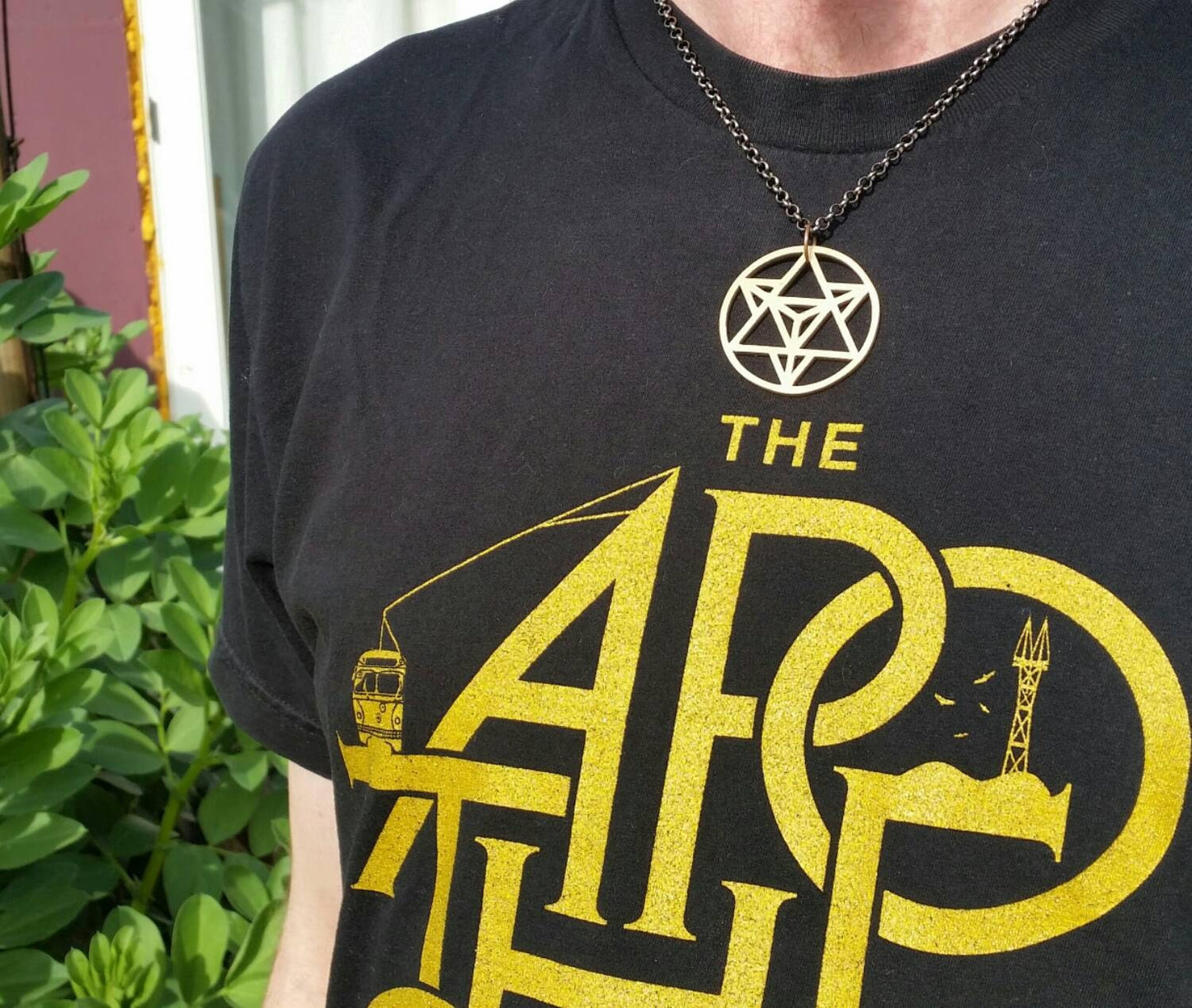 Star Tetrahedron Bronze Pendant with Chain - Sacred Geometry