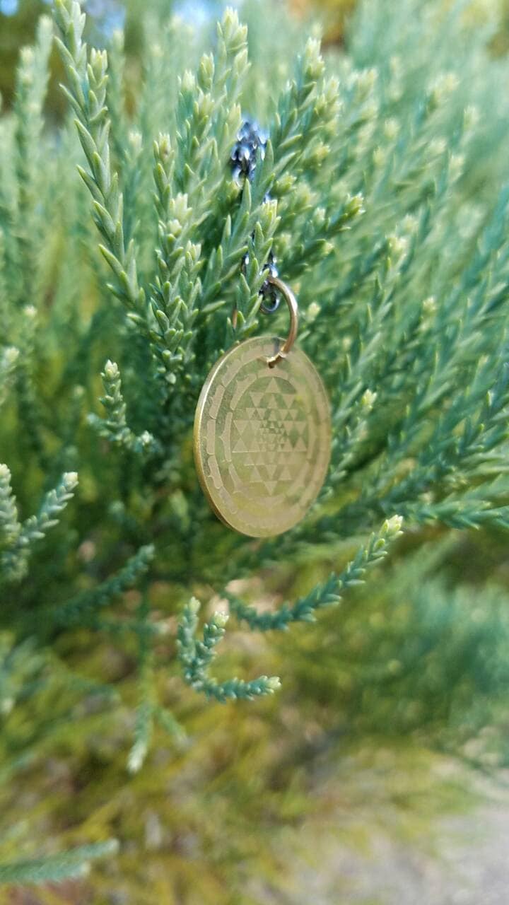 Sri Yantra Brass Pendant with Chain - Sacred Geometry