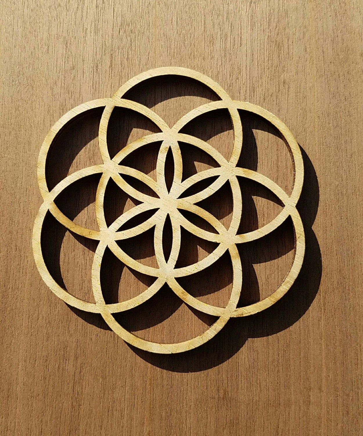 Mini Seed of Life Sustainable Wood Lasercut Wall Art or Crystal Grid