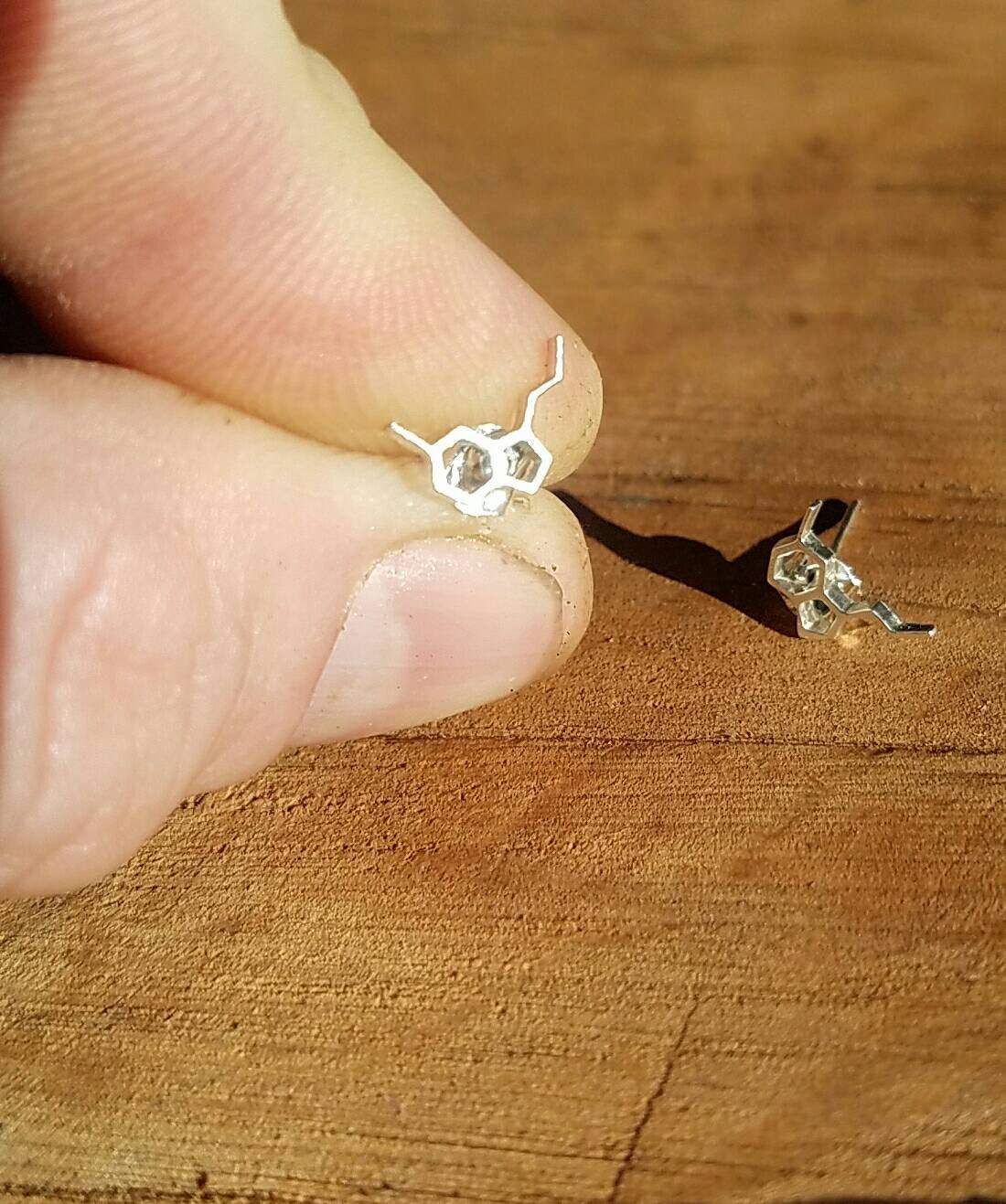 Serotonin Molecule Sterling Silver Stud Earrings