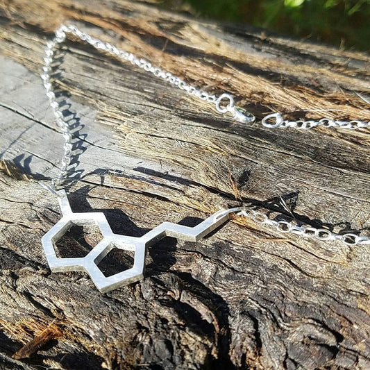 Serotonin Molecule Sterling Silver Neurotransmitter Necklace