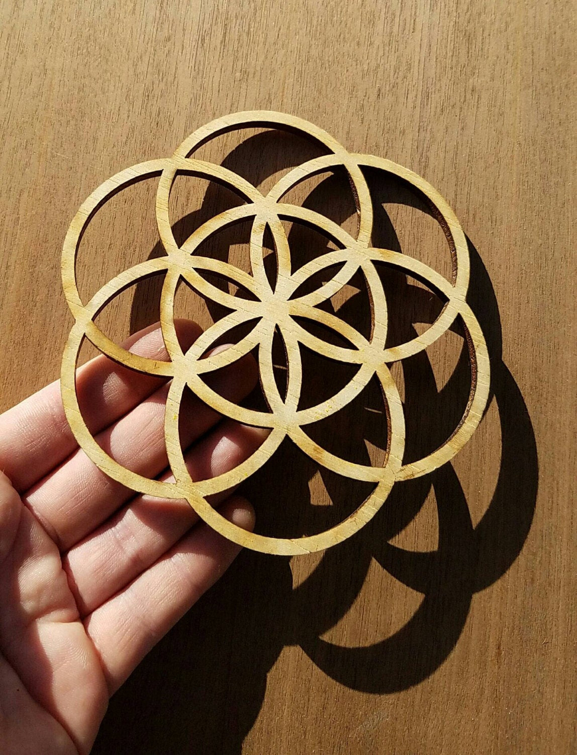 Mini Seed of Life Sustainable Wood Lasercut Wall Art or Crystal Grid