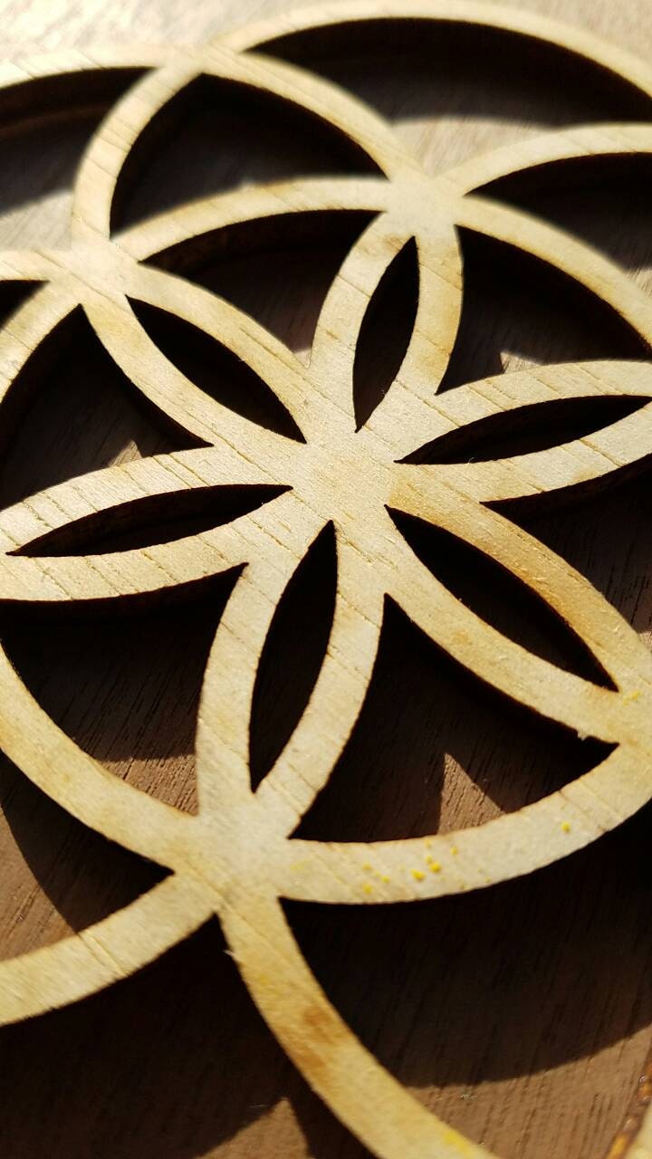 Mini Seed of Life Sustainable Wood Lasercut Wall Art or Crystal Grid