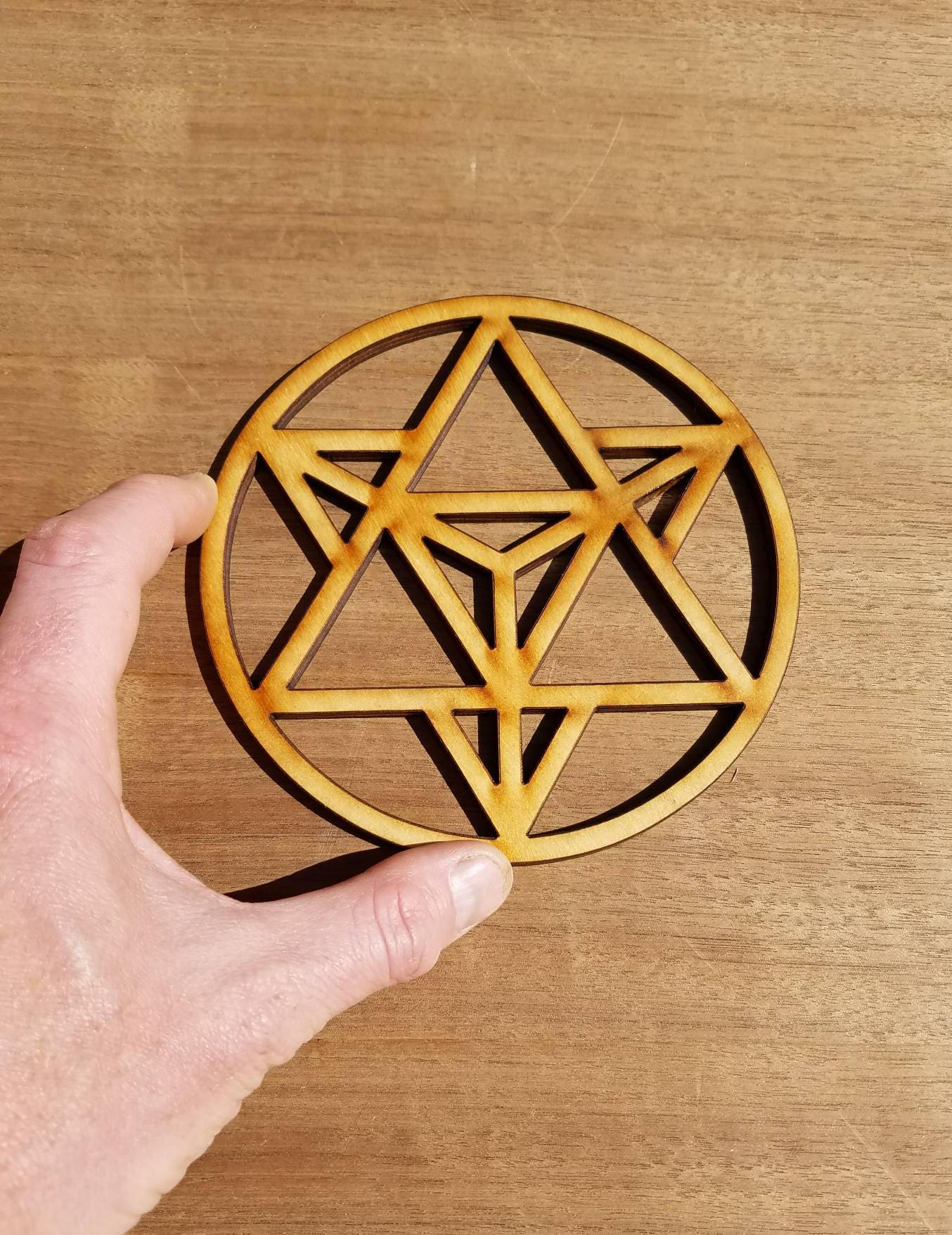 Mini Star Tetrahedron Sustainable Wood Lasercut Wall Art or Crystal Grid