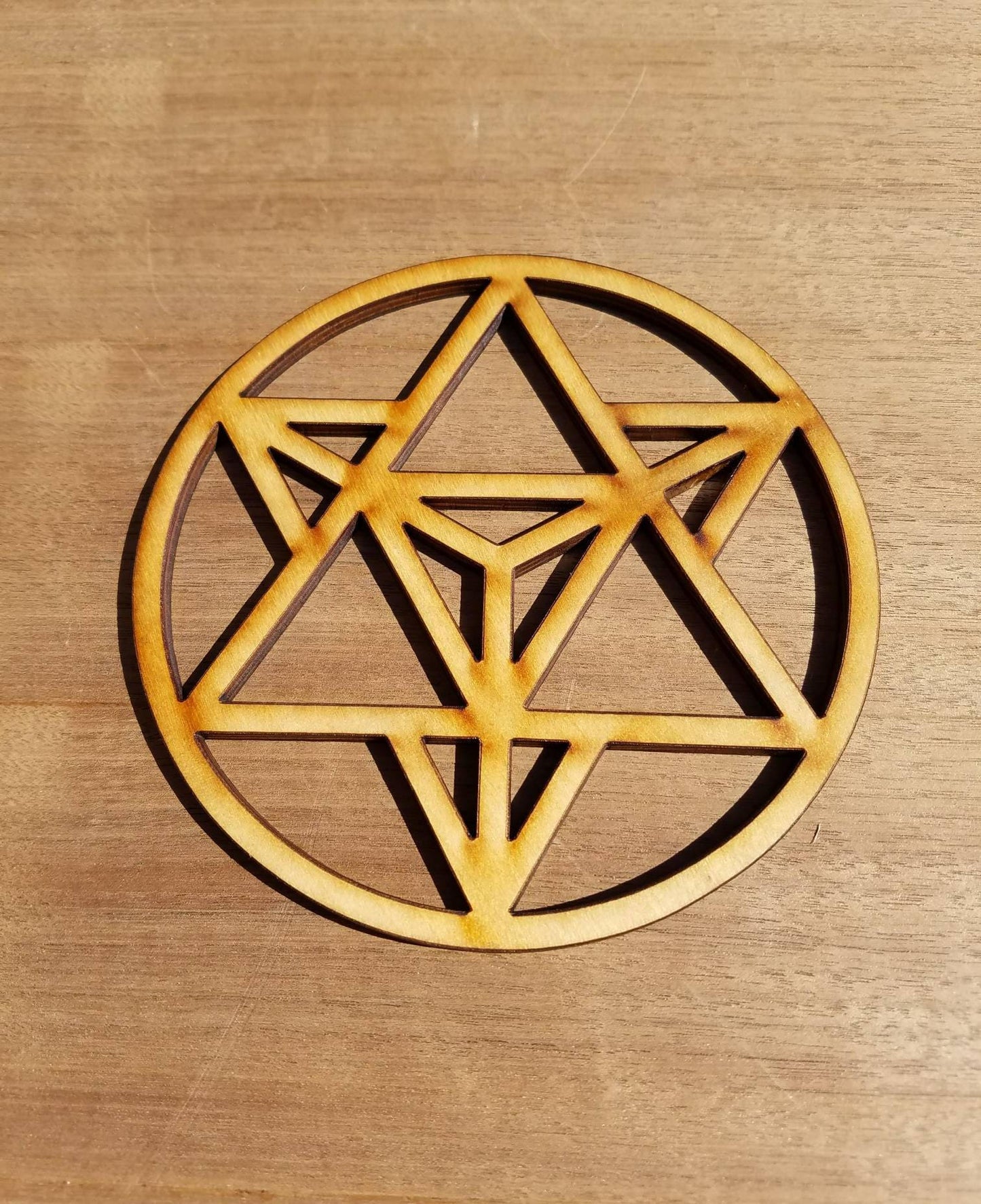 Mini Star Tetrahedron Sustainable Wood Lasercut Wall Art or Crystal Grid