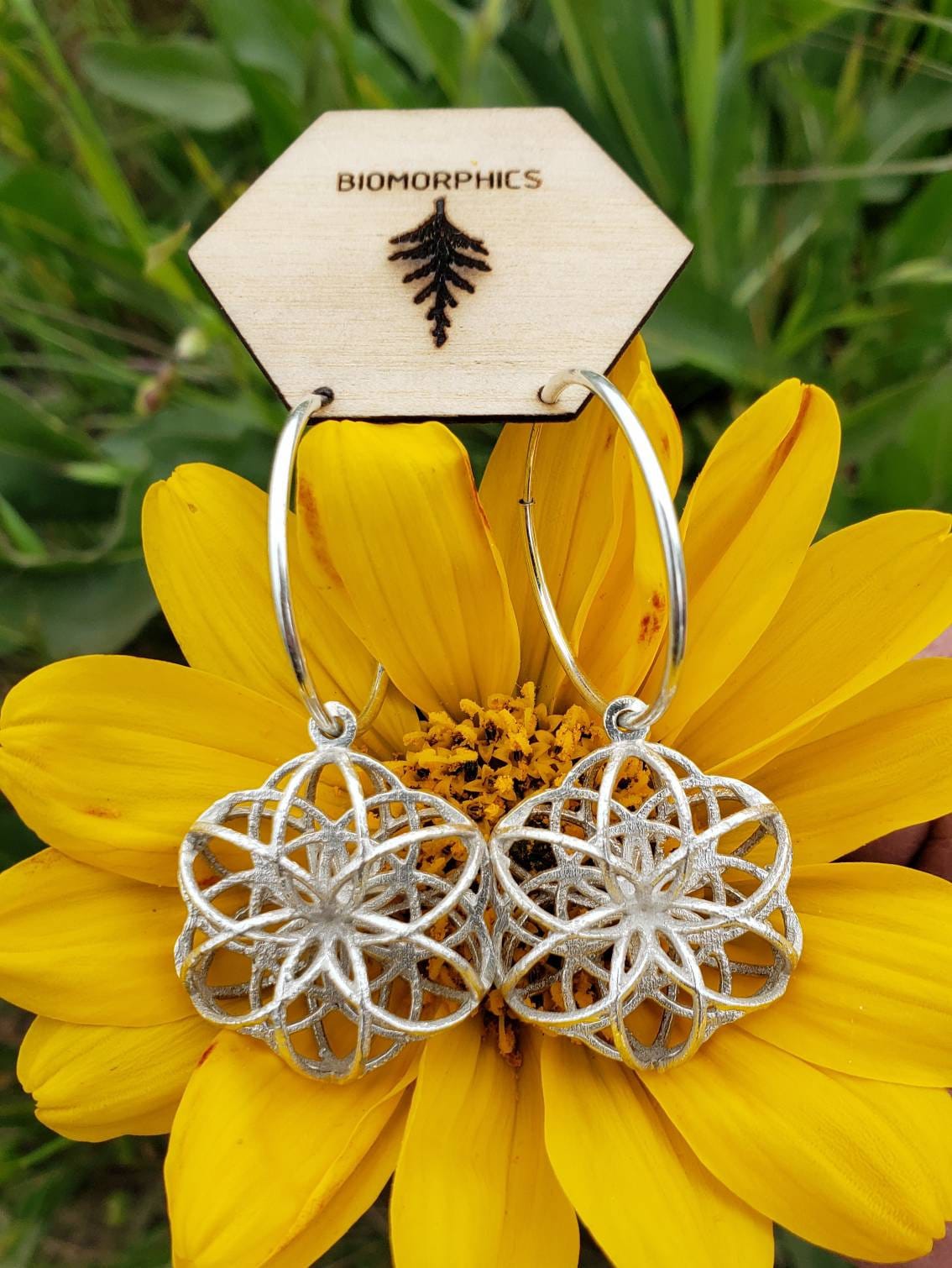 3D Seed Of Life Sacred Geometry Earrings in Recycled Sterling Silver - 3D Printed/Lost Wax Cast Jewelry