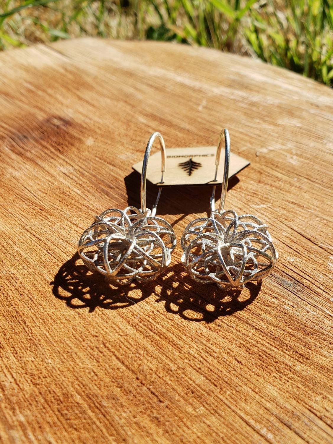 3D Seed Of Life Sacred Geometry Earrings in Recycled Sterling Silver - 3D Printed/Lost Wax Cast Jewelry