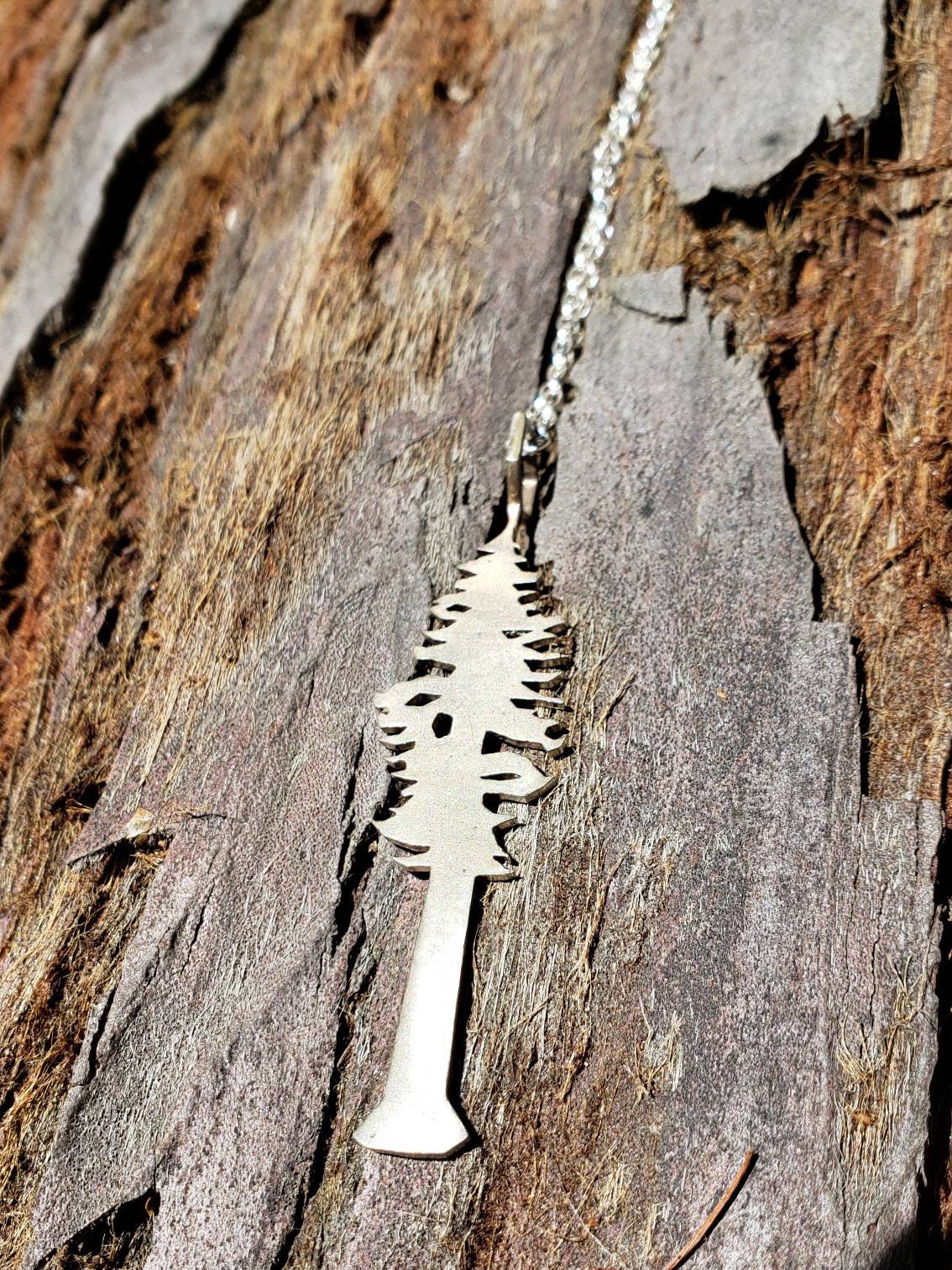 SALE - Redwood Tree Hexagon Mixed Metal Pendant with Chain