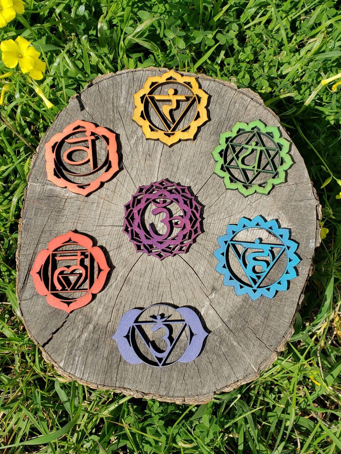 Mini Rainbow Chakra Sustainably Grown Wood Art Set