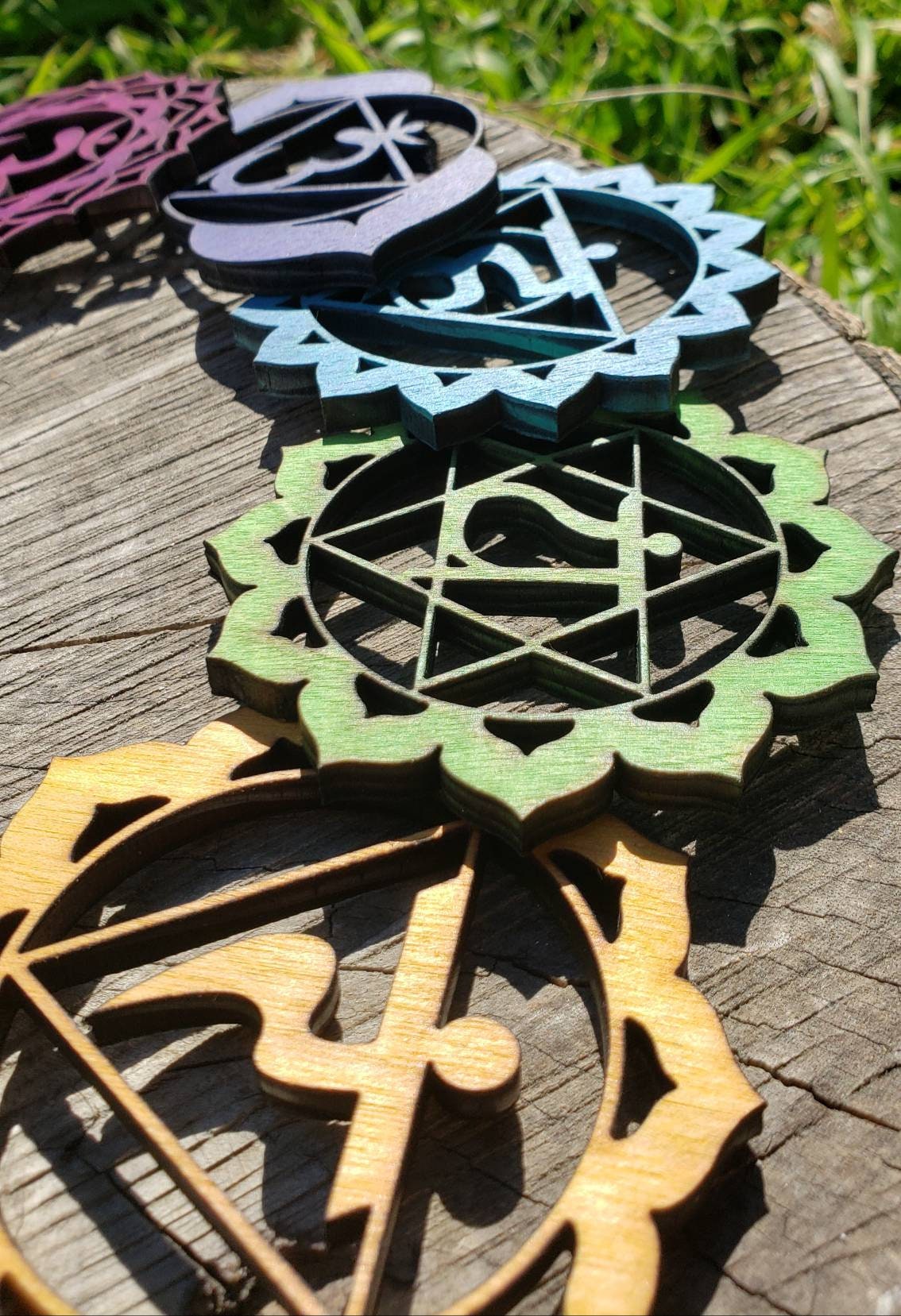 Mini Rainbow Chakra Sustainably Grown Wood Art Set