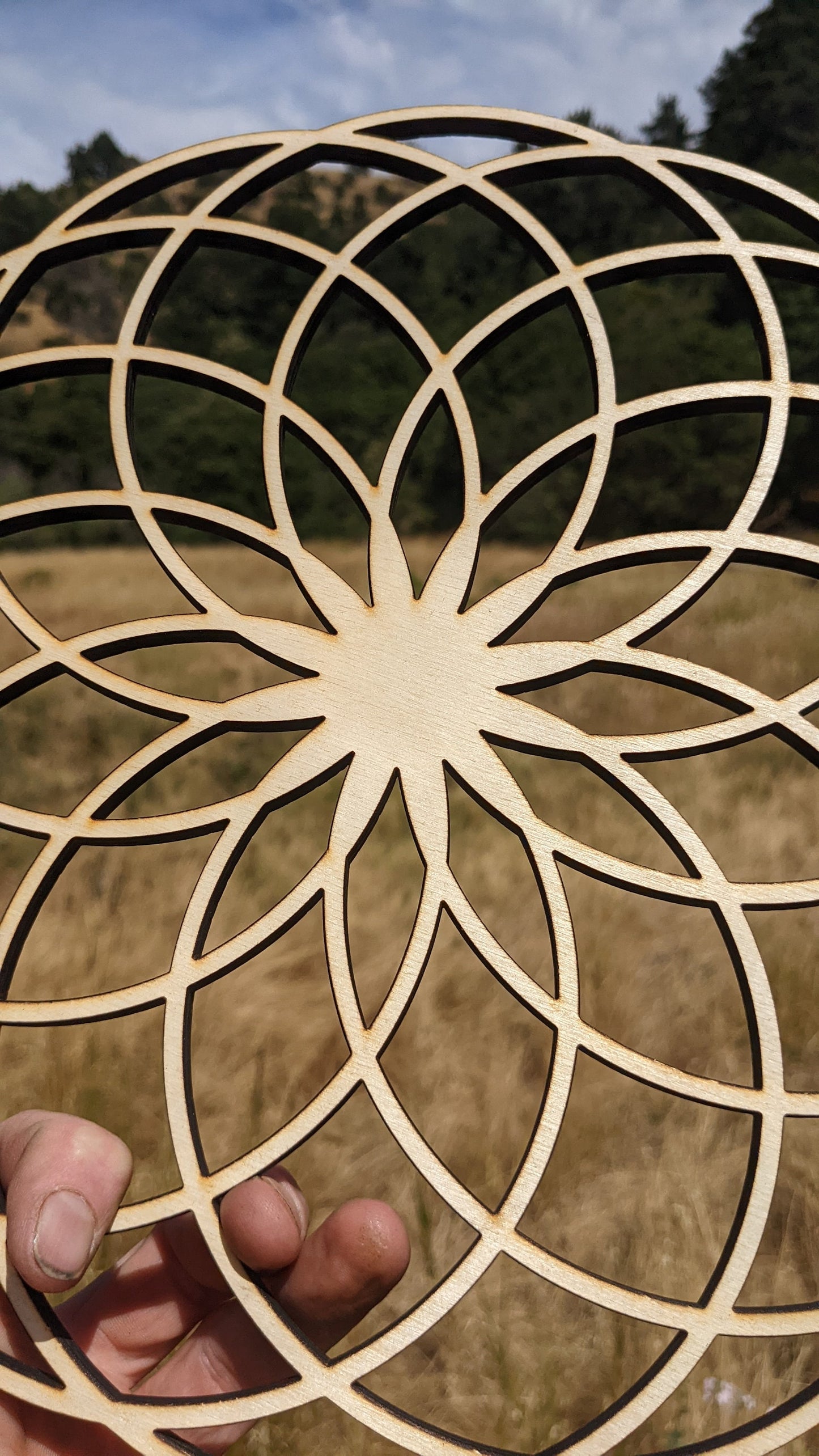 Lotus of Life 12"/ 30.5cm Wall Art or Crystal Grid in Lasercut Baltic Birch Plywood