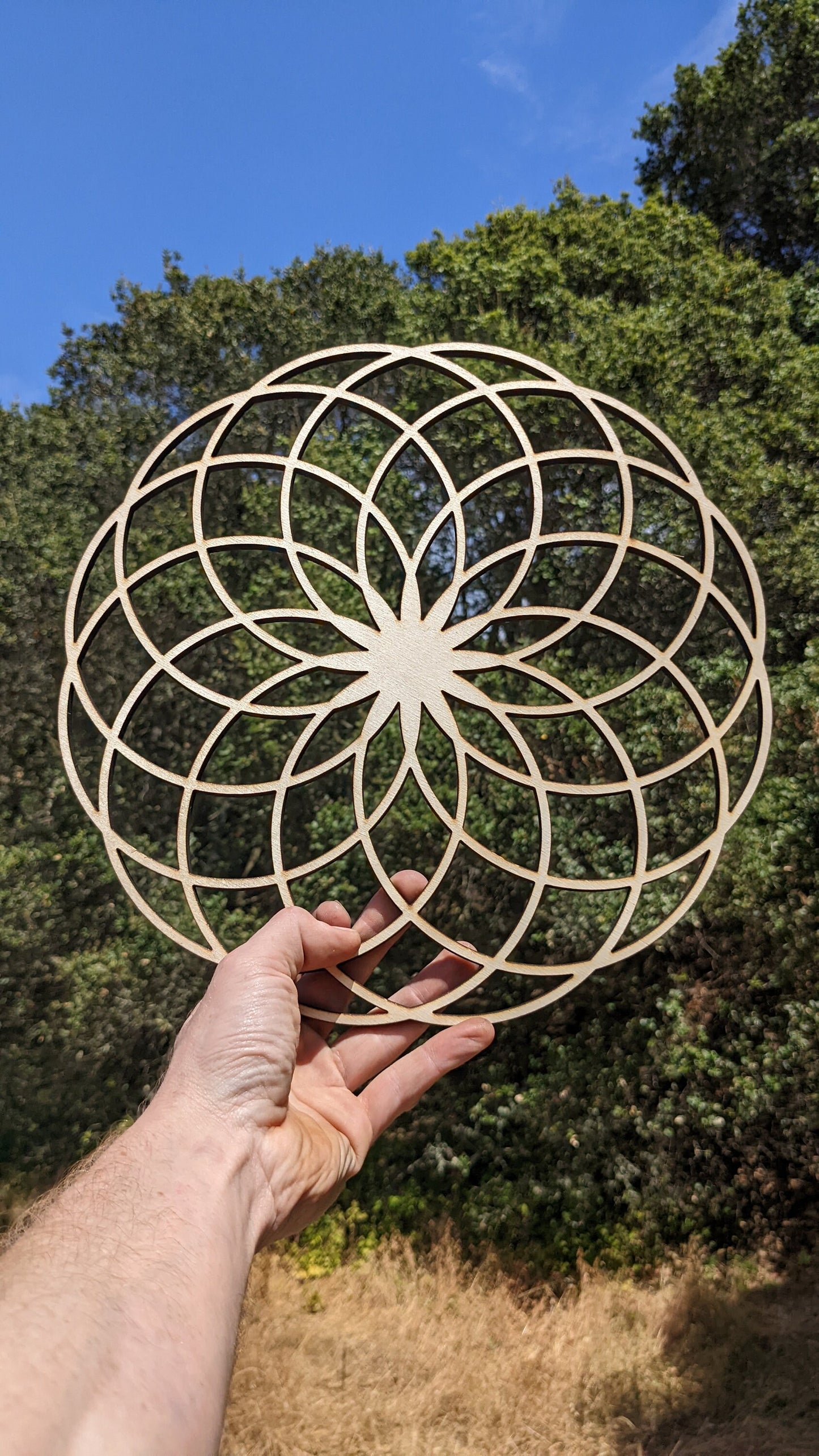 Lotus of Life 12"/ 30.5cm Wall Art or Crystal Grid in Lasercut Baltic Birch Plywood