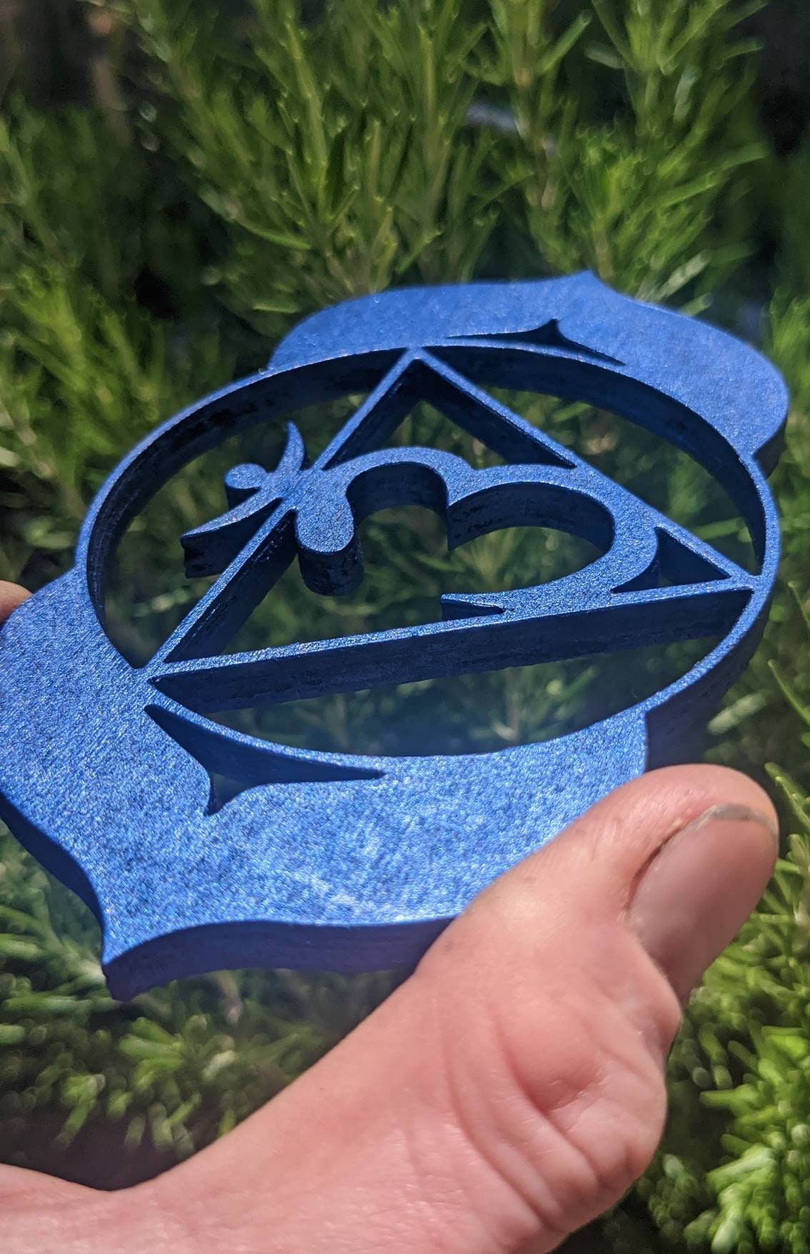 Ajña Chakra - 3rd Eye Symbol Laser Cut Wood Art with Iridescent Indigo Finish