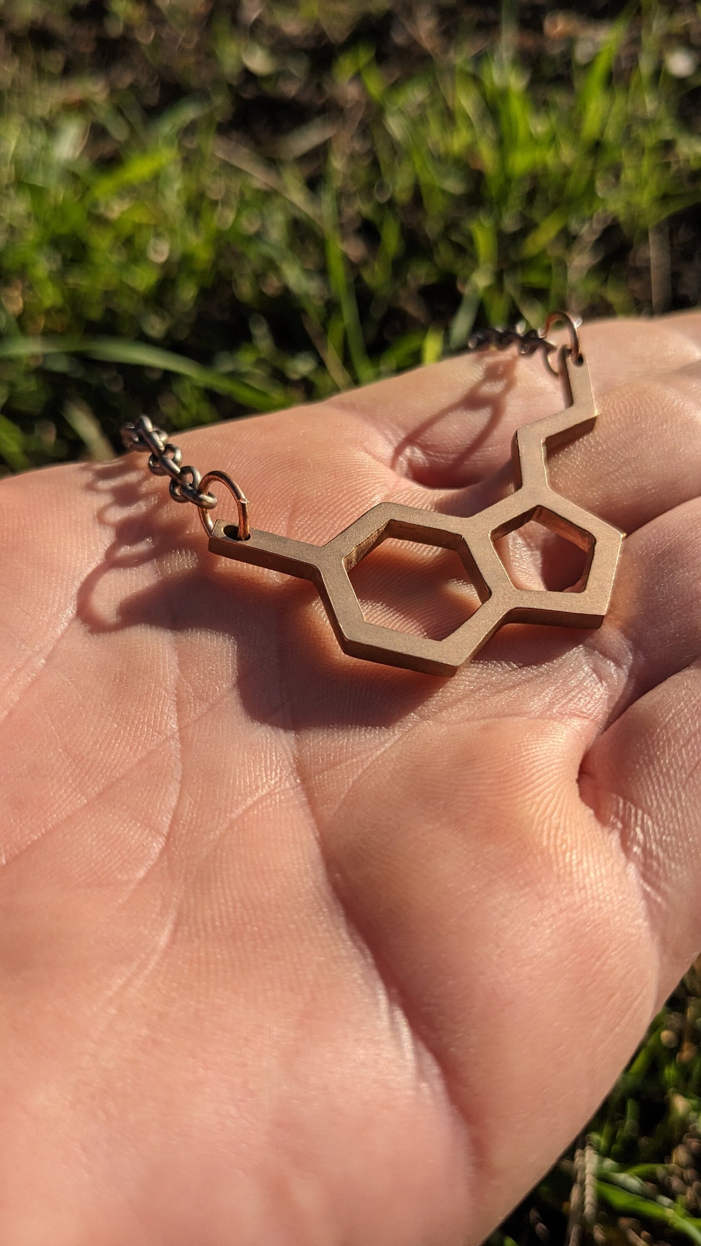 Serotonin Molecule Cast Bronze Neurotransmitter Necklace