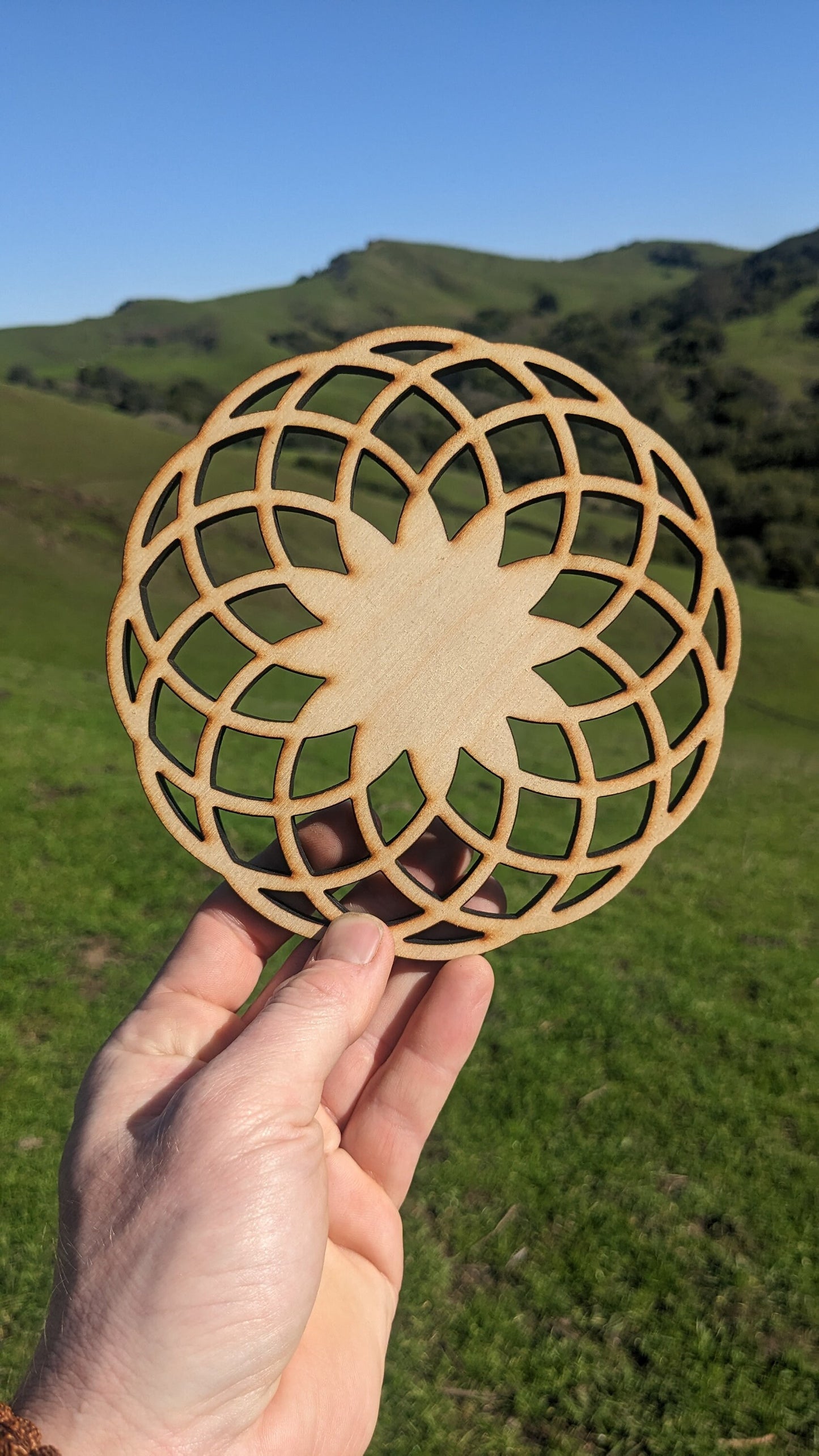 Lotus of Life 6"/ 15.5cm Wall Art or Crystal Grid in Lasercut Baltic Birch Plywood