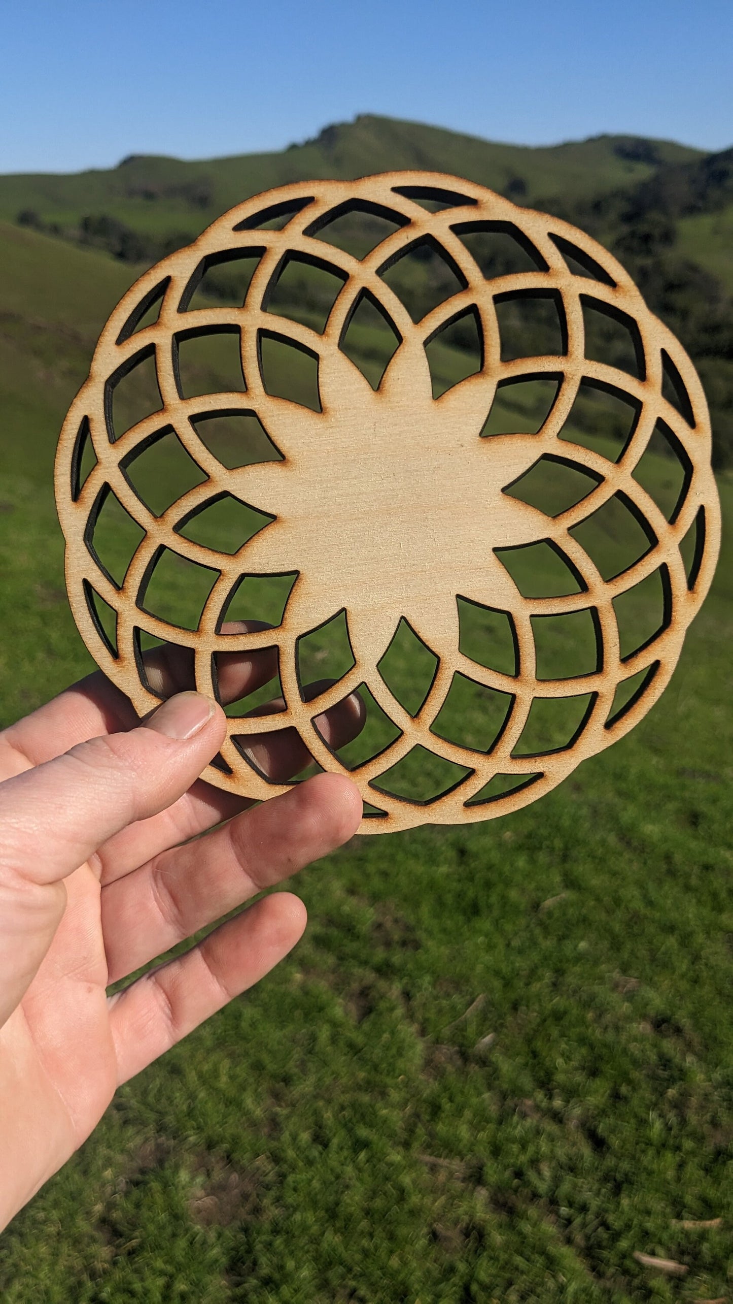 Lotus of Life 6"/ 15.5cm Wall Art or Crystal Grid in Lasercut Baltic Birch Plywood