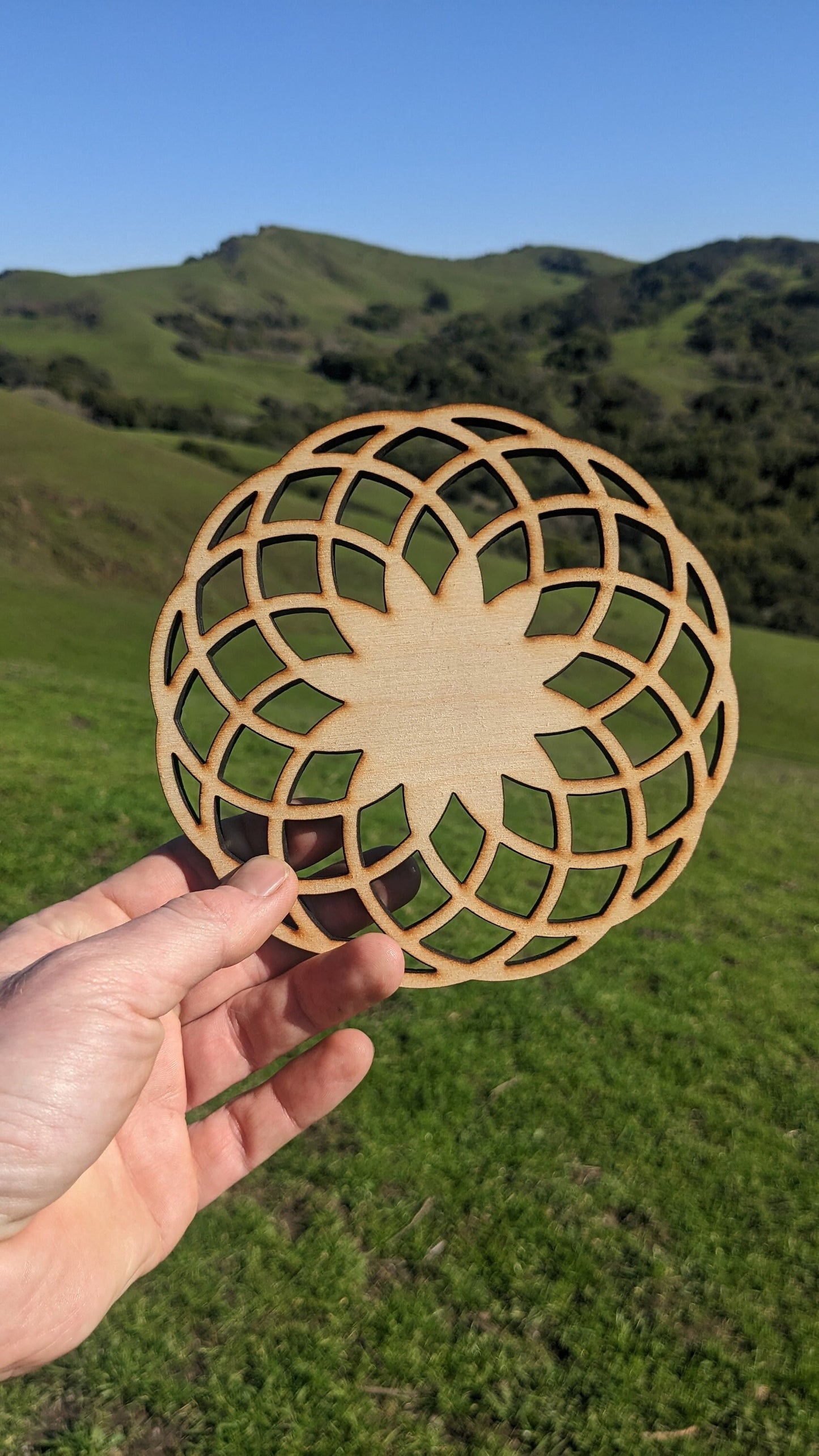 Lotus of Life 6"/ 15.5cm Wall Art or Crystal Grid in Lasercut Baltic Birch Plywood