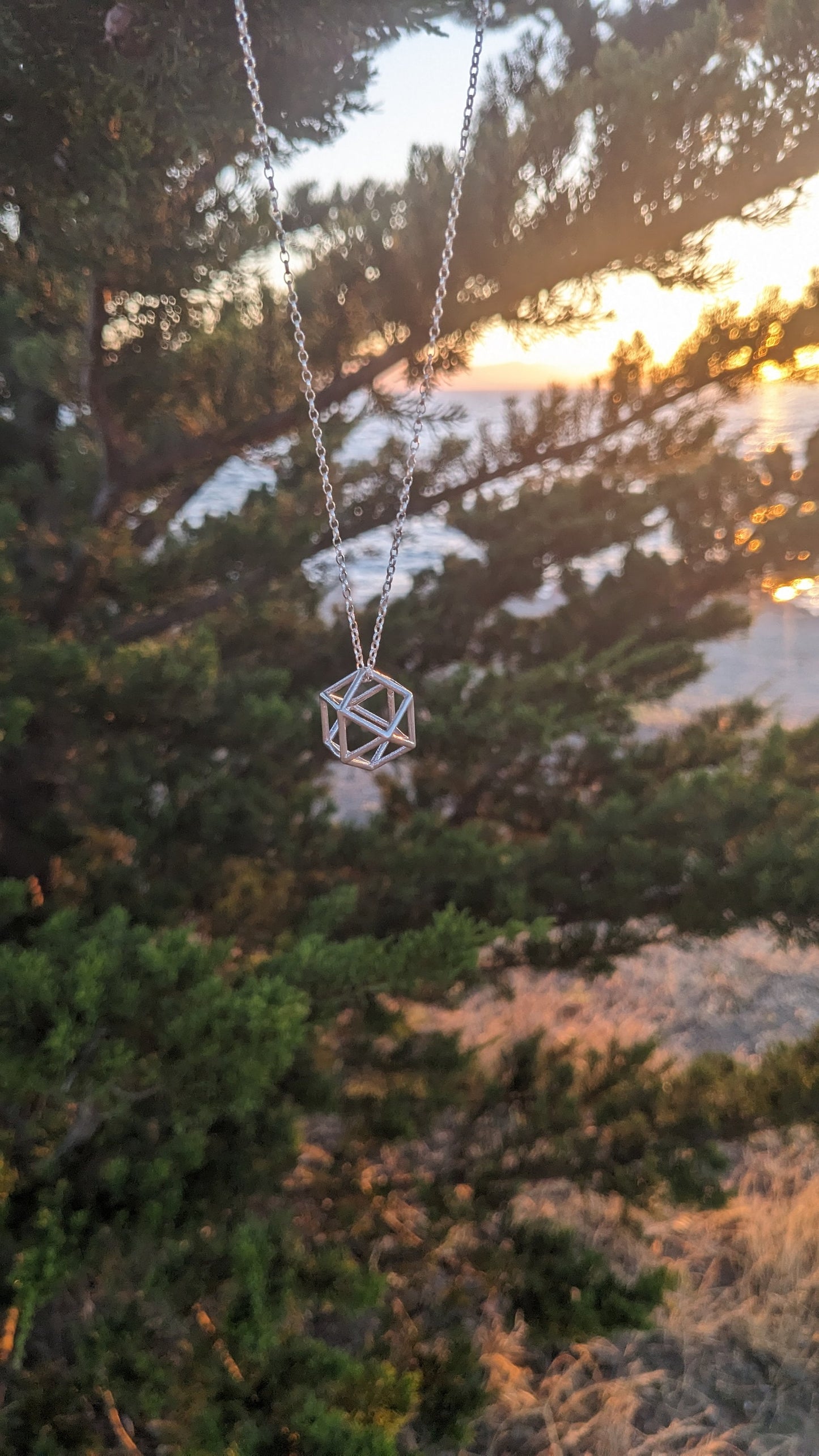 SALE - CubeOctahedron Vector Equilibrium Pendant in Recycled Sterling Silver