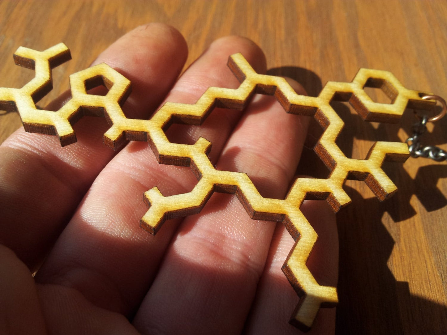 Oxytocin Molecule Structure Necklace - Lasercut Reclaimed Wood Science Jewelry with Chain