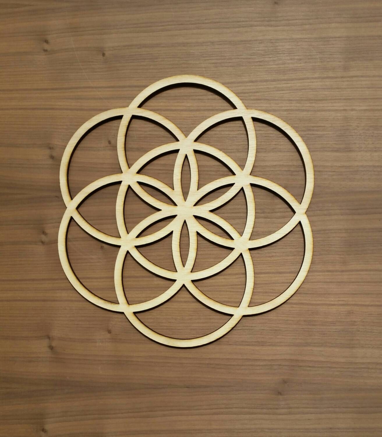 Seed of Life Sustainable Wood Lasercut Wall Art or Crystal Grid